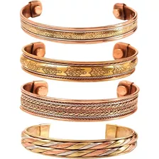 4 Pulseras Curativas De Cobre Y Laton Artesanal C&l 3