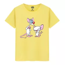 Camiseta Masculina Algodão Premium Pink Cérebro Rato Desenho