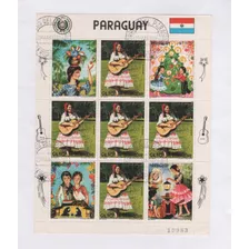 Estampillas De Paraguay - Hoja Serie Trajes Tipicos - 1985 