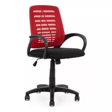 Silla Secretarial Estilo Oficina Ajustable Soporte Lumbar Color Rojo