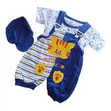 Conjunto Algodón Jardinera Y Polera Tigre / 0-3 Meses