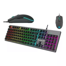 Kit De Teclado E Mouse Gamer Fortrek Ranger Português Brasil De Cor Cinza