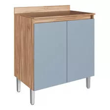 Armário De Cozinha 2 Portas Carvalho Oak/azul Brisa Co12102