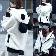 Bonito Urso Orelha Panda Inverno Quente Hoodie Casaco Mulher