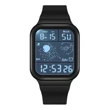 Reloj Deportivo Led Jovenes Niños Astronauta Sumergible Sd Color Del Bisel Negro