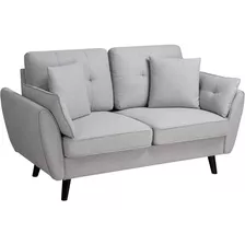 Sofa Moderno Biplaza Para Sala Color Gris Claro Marca Jamfly