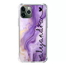 Funda Mármol Morado Personalizada Para iPhone Antigolpes