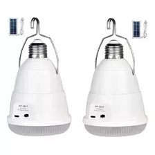 Kit 2pcs Lâmpada Bulb Led Placa Solar Recarregável 28w