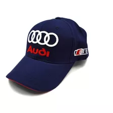 Gorra Audi Hombre Cachucha Azul Bordado Blanco Y Rojo Logo