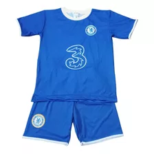 Camisa E Shorts Time Europeu Infantil Uniforme Futebol Azul