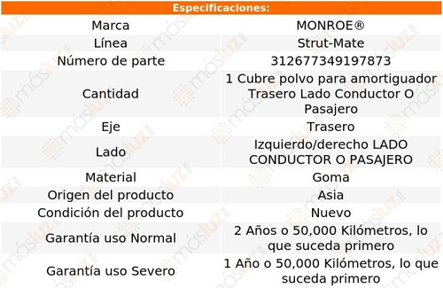 (1) Cubre Polvo Amortiguador Izq/der Tra Stanza 87/92 Foto 3