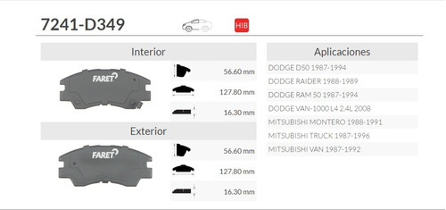 Balata Delantera De Disco Mitsubishi Van 87-92 Foto 2