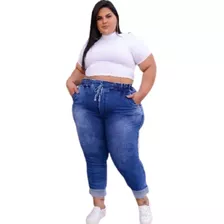 Calça Jeans Plus Size Feminina Jogger Linha Gold Estilosa 50