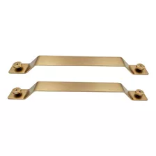 Puxador Para Porta Nord Duplo Dourado Fosco Zen 300 Mm 30cm