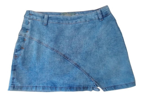 Saia Jeans Plus Size Feminina Curta C Botões Encapados Lycra