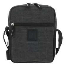 Crossbody Bandolera Grande Chenson 1818 Hop Para Hombre Acabado De Los Herrajes Níquel Color Negro Correa De Hombro Negro Diseño De La Tela Liso