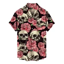 Camisa Hawaiana De Hombre Con Estampado De Calavera