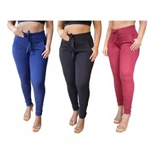 Kit 3 Calça Feminina Ribana Canelada Tipo Moleton Oferta Top