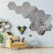 Espejo De Vinil Decorativos Hexagonal Talla L 