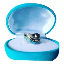 Anillo Plata 925 Mujer Turquesa N°19+joyero Terciopelo