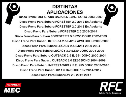 Disco Freno Para Subaru Impreza Wrx 2.5 Ej255 Dohc 2003-2010 Foto 2
