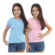 Kit 2 Blusas Babylook Infantil Meninas T-shirt Moda Verão