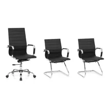 Combo Oficina Sillon Aluminum Alto + 2 Bajos - Alto Impacto