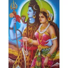 Pôster Gravura Imagem Papel Divindade Hindu Shiva Parvati 3