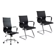 Kit Cadeiras Escritório, 1 Presidente +2 Fixa Charles Eames