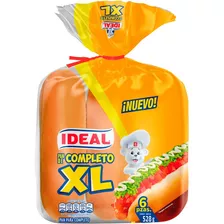 Pan De Completo Xl Ideal 6 Unidades 528gr(2 Display)-super