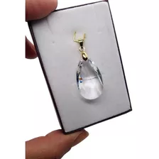 Pingente Gota Amendoa Cristal Swarovski 2,8cm Folheada Ouro