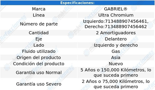 Par Amortiguadores Delanteros Ultra Chromium 6 09-13 Gabriel Foto 2