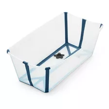 Banheira Flexível Com Plug Térmico Transparente/azul Stokke Cor Azul