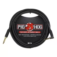 Cable De Instrumento Tejido Negro Pig Hog, 3 Metros, Conector L