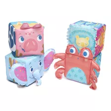 Cubo Sensorial Animalitos Con Texturas Bebes Tela X Unidad