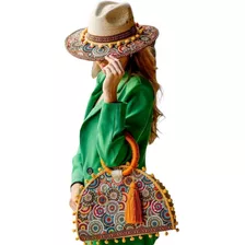 Kit Bolsa Sombrero Artesanal Mujer Playa Casual