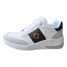 Tenis G By Guess Original Plataforma Casual Dama Blanco 