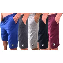 Kit 5 Bermudas Moletom Masculinas Esportiva Casual Full