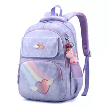 Mochila Ligera Impermeable Antirrobo Arcoíris Para Niñas De Escuela Primaria Laptop 15,6 Inch De Gran Capacidad Kawaii