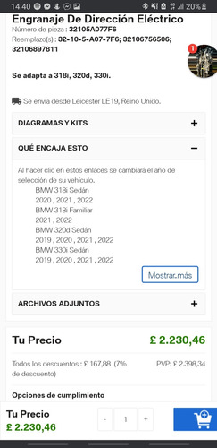 Caja Direccion Elctroasistida Bmw 318i 320d 330 I2019-23 Foto 8