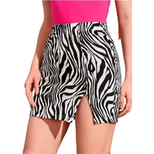 Mini Saia Fenda Lateral Zebra Moda Animal Print 2022