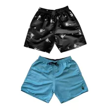Kit 2 Shorts Com Bolsos Tactel Masculinos Moda Praia Viagem