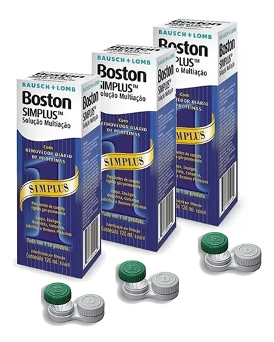 Solução Para Lentes Rígidas  Boston Simplus 120ml 03 Caixas