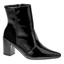 Bota Texana Feminino Coturno Cano Curto Country Verniz Preto