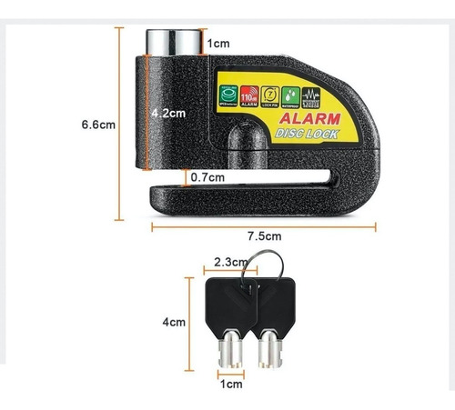 Super Candado Freno D Disco Con Alarma Para Moto Bicicleta! Foto 3