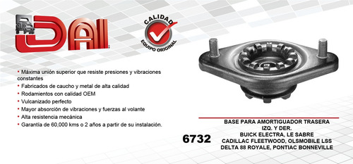 (1) Base Amortiguador Tra Izq O Der Buick Electra 85/99 Dai Foto 2