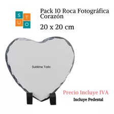 Pack 10 Roca Fotografica Corazón 20x20 Para Sublimación