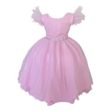 Vestido Infantil Rosa Com Glitter E Cinto Bela Adormecida