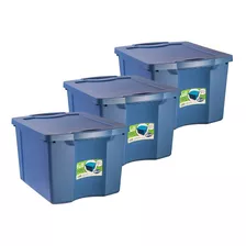 Set X3 Baúles Pack Organizador Caja Grande Plástico 75 Lts