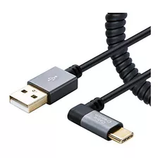 Cablecreation Usb C To A Cable, Coiled Left